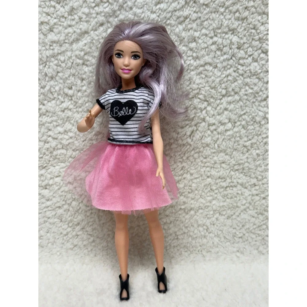 Barbie Fashionistas #54 Cool Petite Doll Lavender Hair Pink Tulle Skirt Mattel